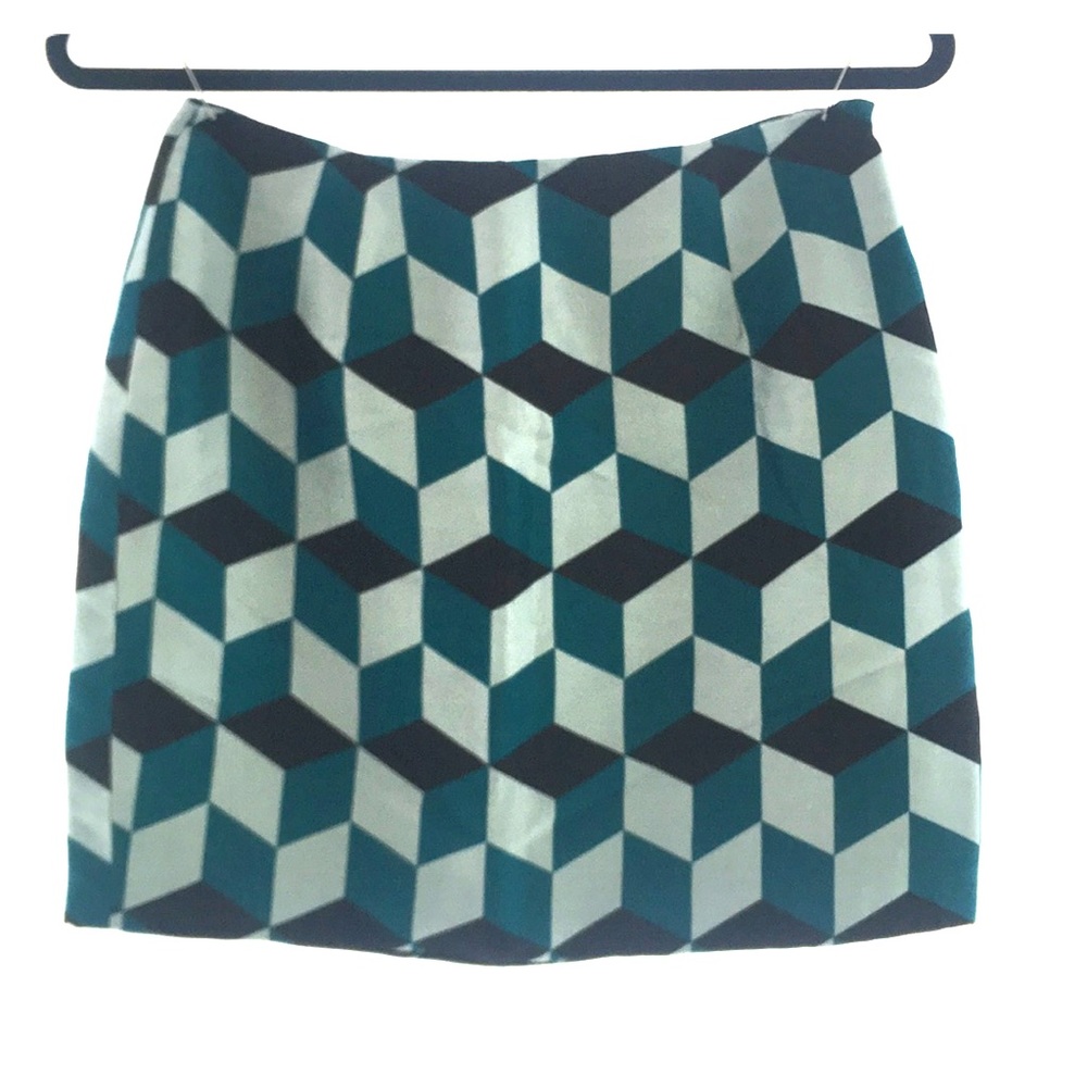 Geometric Silk Rodarte Mini Skirt